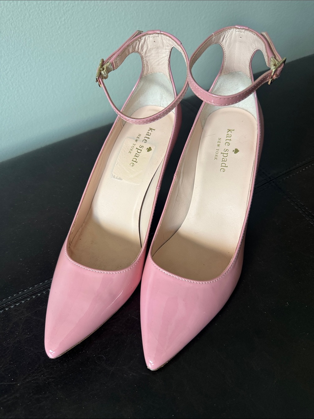 kate spade Pink Patent Leather Pointed-Toe Ankle-Strap Pumps
